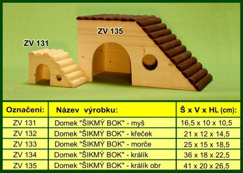 domek pro morče, zkosený bok drevo-vyrobky.cz